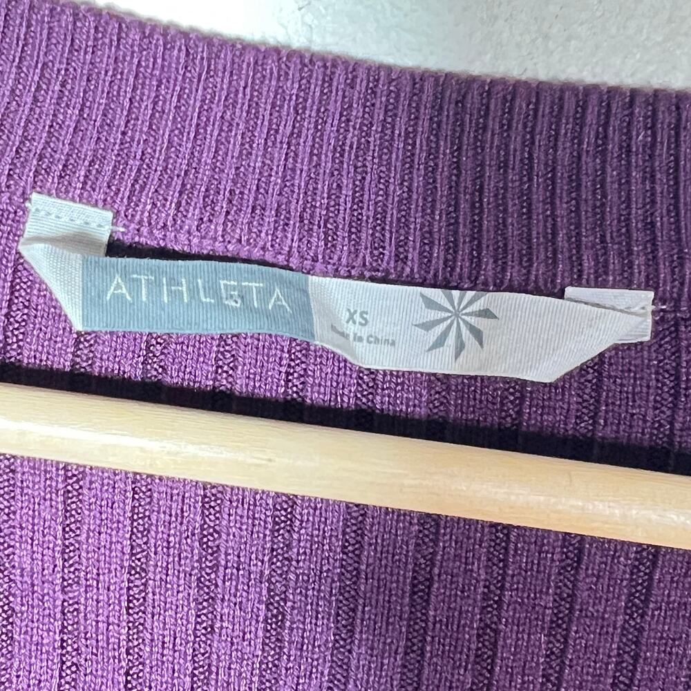 Athleta purple 3/4 sleeve knit A line sweater dress size XS B53 - Picture 2 of 4